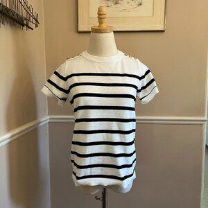 Emerson Lang Black/White Stripe Short Sleeve Sweater  Medium